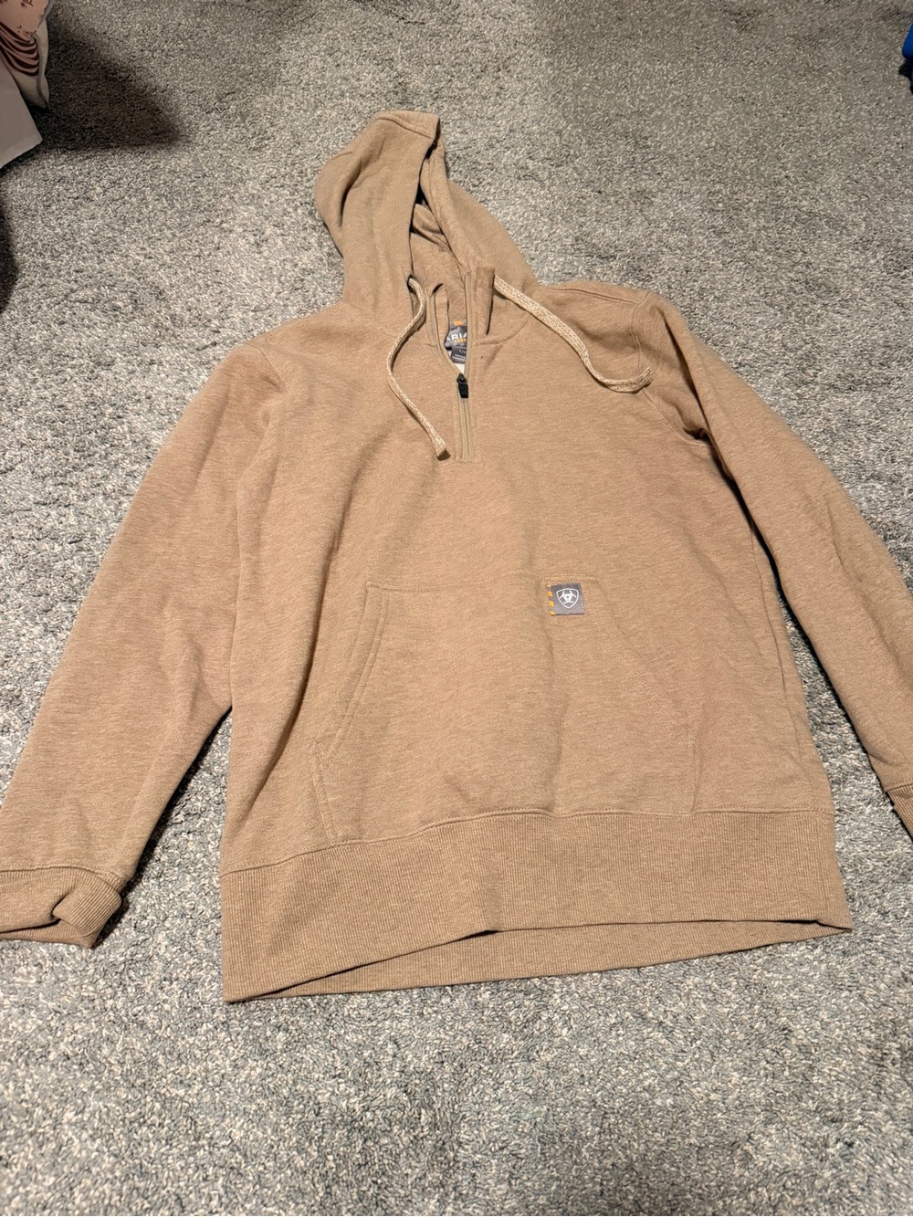 Women’s Ariat Half-Zip Hooded Sweatshirt in Tan